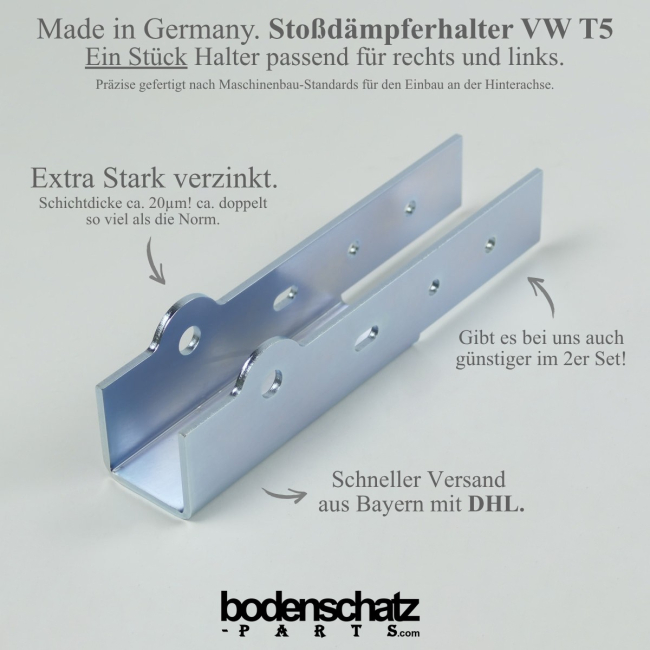 VW T5 Stoßdämpferhalter Hinterachse EINZELN links / rechts EXTRA STARK VERZINKT